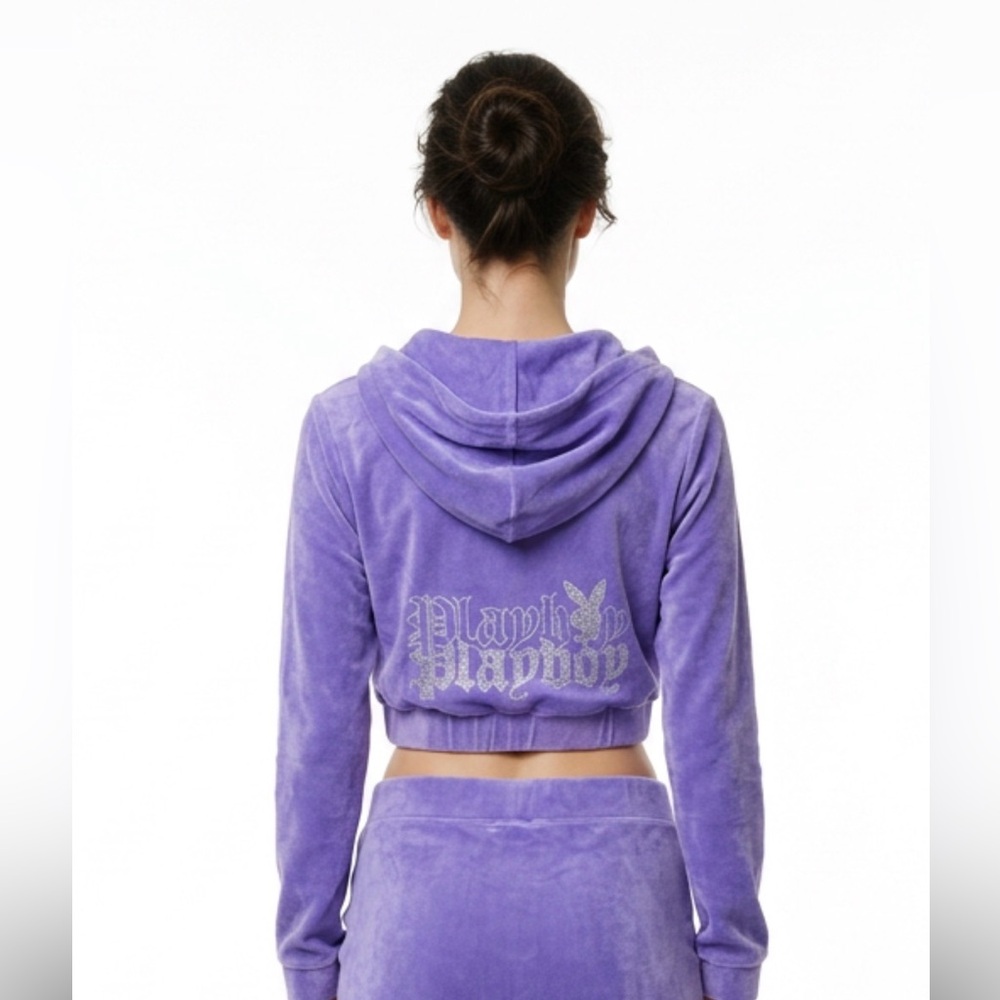 PLAYBOY Lavender Velour Hoodie - Picture 2 of 4